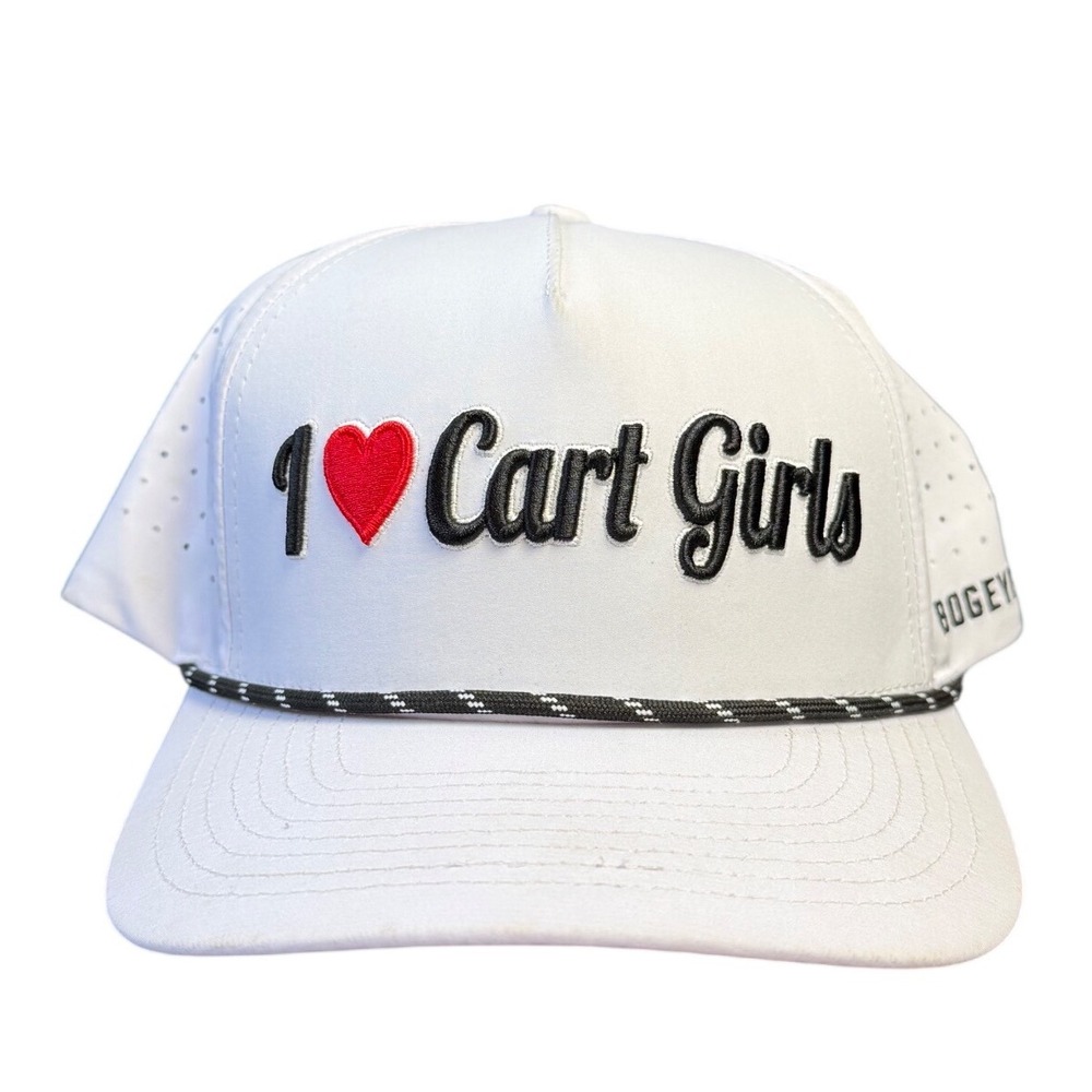 Bogey Bros I Love Cart Girls White Golf‎ Snapback Hat Rope Brim